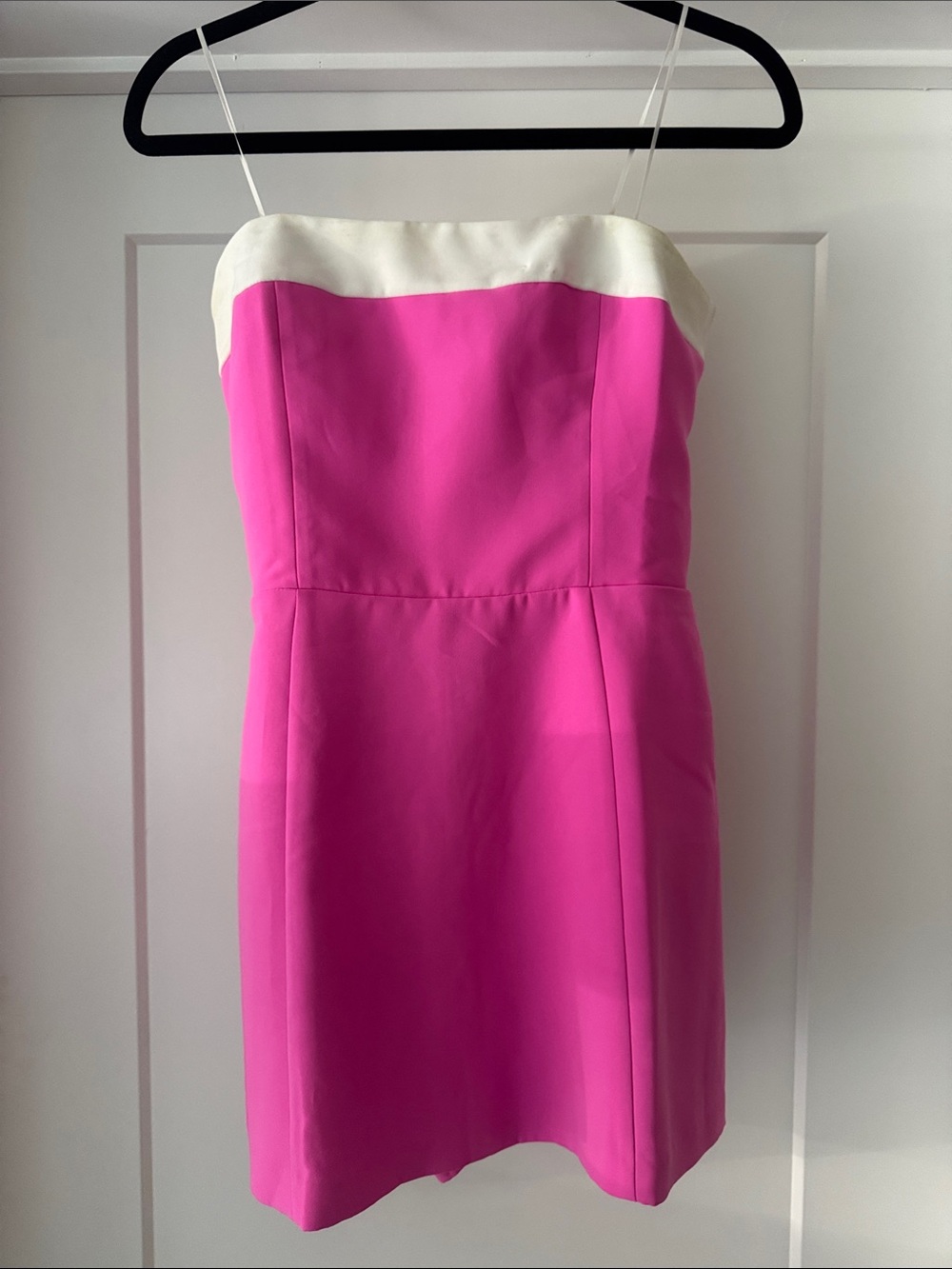 Amanda Uprichard Hot Pink Strapless Mini with White Trim